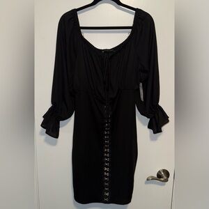 Fashion to Figure Black Chiffon Long Sleeve Bodycon Dress